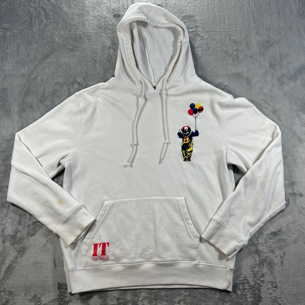 IT The Movie Pennywise Hoodie Small White Warner Bros Horror Clown Graphic 90s
