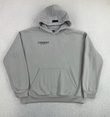 Comfrt Hoodie Mens Large Gray Fleece Pullover Coordinates Graphic Sweatshirt