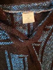 Textiles Mexican Blue(Teal) And Black Baja Hoodie Pullover Size Medium–NWOT