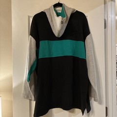 Y2K Grail FILA Grey Green Orange Black Blocked Hoodie with zip M