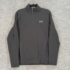 Under Armour Sweatshirt Mens Medium Black ColdGear Waffle Knit Fleece 1/4 Zip