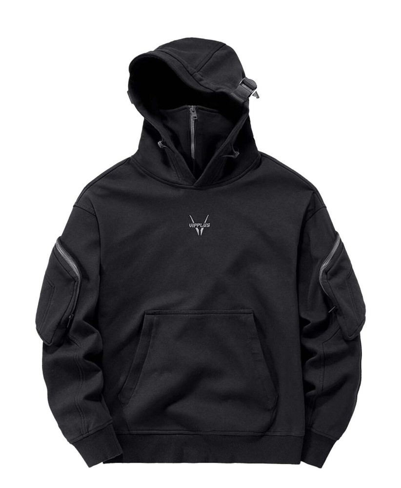 Niepce Unisex X-2 Pullover Black Techwear Hoodie Urban Streetwear Sweatshirt
