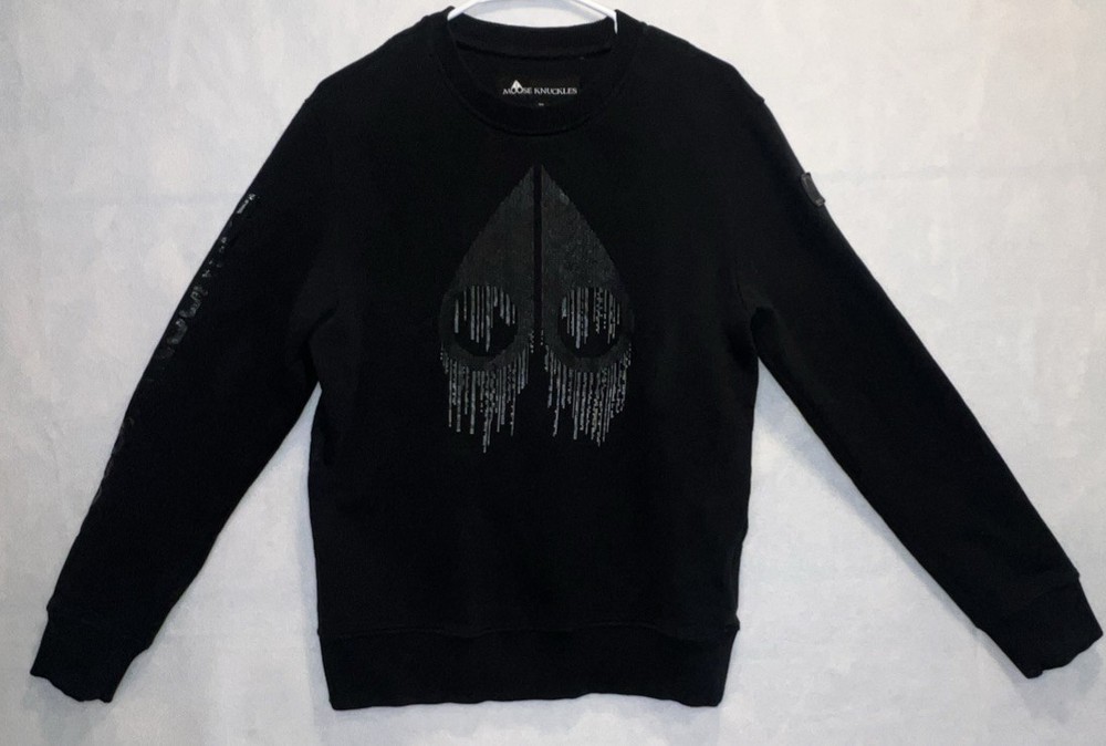 Moose Knuckles Denison Sweatshirt Model #M30MS618292 Black Crew Neck Small Wow!