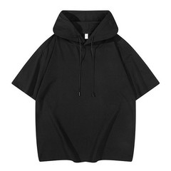 Men Casual Hooded Short Sleeve T Shirt Loose Fit Top Sweatshirt Daily Wear