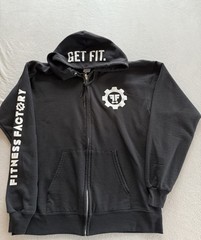 Fitness Factory Hooded Sweatshirt Medium Full Zip Bodybuilding Pump Cover