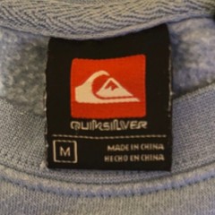 light blue Quiksilver crewneck sweatshirt with front chest logo