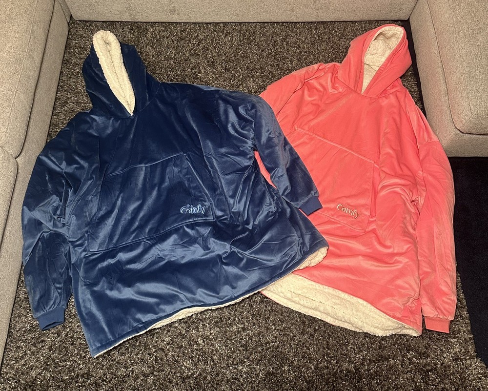 The Comfy Original Microfiber Wearable Blanket Hoodie Blue and Pink