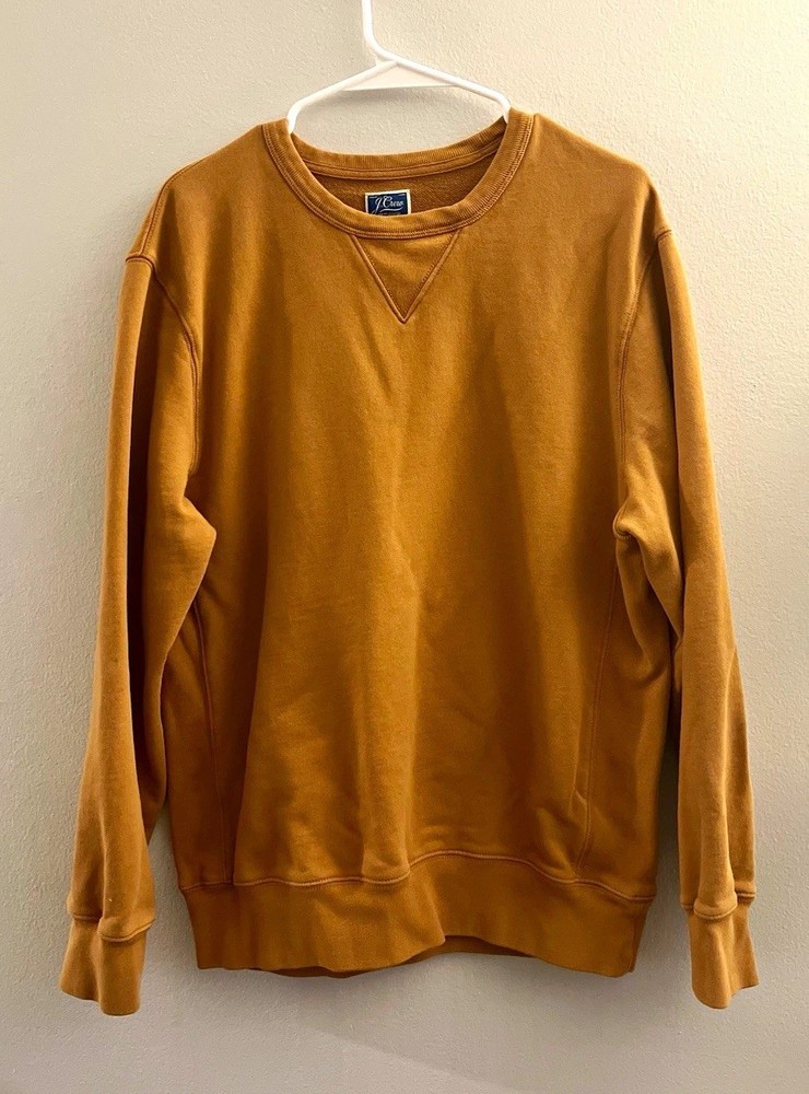 J.Crew Mustard Crew Neck Pullover Sweatshirt 100% Cotton French Terry Men’s L