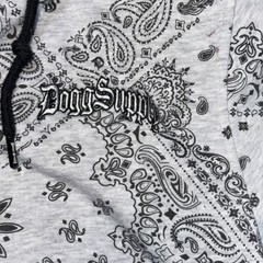 Dogg Supply Bandana Print Zip-Front Hoodie Mens S Black White Paisley Pattern