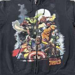 Vintage Marvel Mad Engine Comics Superhero Marvel Zombies Hoodie Zip Up Size 2XL