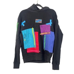 Cookies Black Multicolor Zip Pockets Mens Hoodie Medium Grunge Streetwear