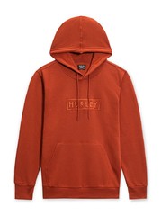 Hurley Men’s Rust Red Box Logo Fleece Pullover Hooded Sweatshirt Hoodie