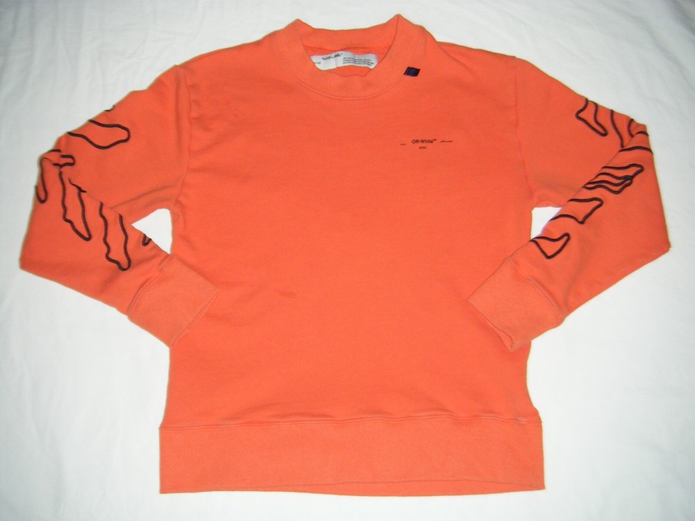 Off-White c/o Virgil Abloh “Fall Winter 2020” Orange Sweatshirt Mens Size Small