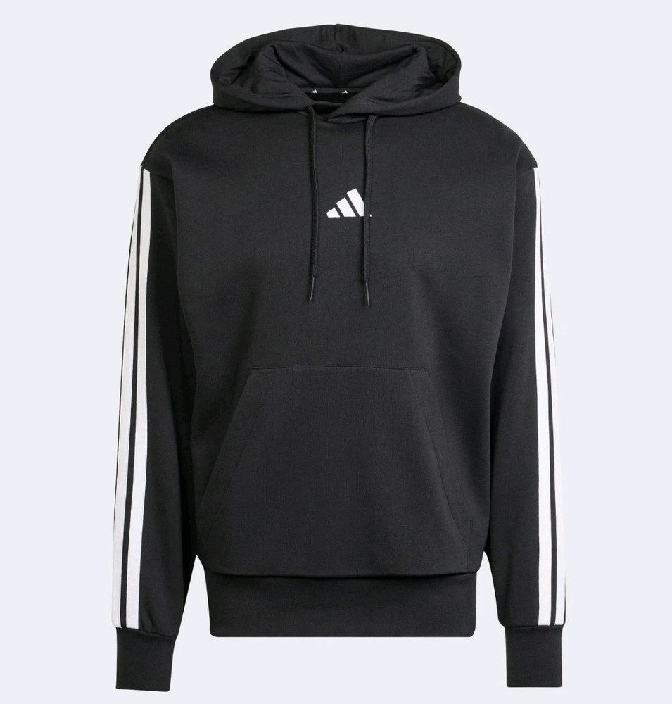 Adidas Men’s Essentials Three Stripes Pullover Fleece Hoodie Black XL JE6297 $60