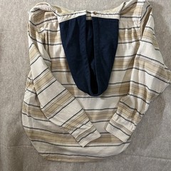 Old Navy Men’s XL Hooded Pullover Hoodie Button Front Striped Beige/Navy