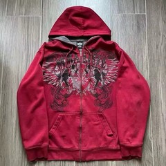 Vintage Y2K 2000s MMA Elite Skull Snake Zip Up Hoodie
