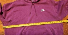 NIKE Hoodie Mens L Large Sweatshirt Dark Plum Embroider Swoosh Logo Spellout VTG