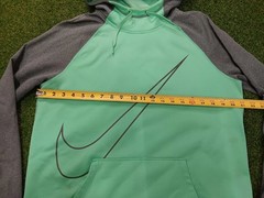 Nike Hoodie Mens Large Mint Green Gray Swoosh Logo Fleece Lined Thumbhole Sleeve