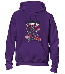 ADRENALINE EXTREME SKI HOODY HOODIE SKIING DESIGN COOL HOLIDAY CLOTHING GIFT TOP