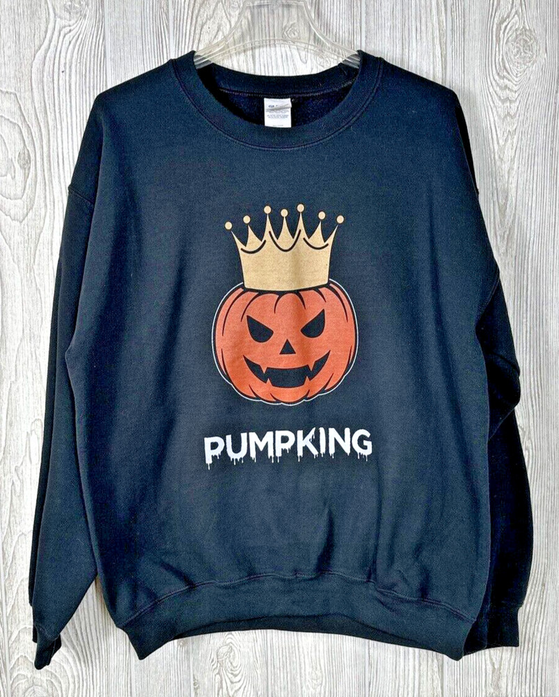 PUMPKING Evil Halloween Jack O Lantern Sweatshirt Pumpkin Scary Black Size Large