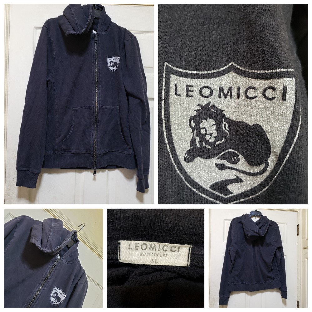 Leomicci Hoodie Mens XL runs Small Black Athletic Athleisure Gym Workout Jumper