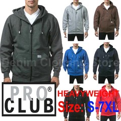 Men’s Pro Club Heavyweight Full Zip Fleece Hoodie Sweatshirts Hooded Size S-7XL