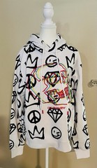 Create 2MRW NWT Size L White Graffiti Embroidered Hoodie Sweatshirt Retail $70