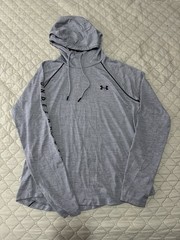 Under Armour Men’s Gray Solid Pullover Hoodie Logo Long Sleeve Size M