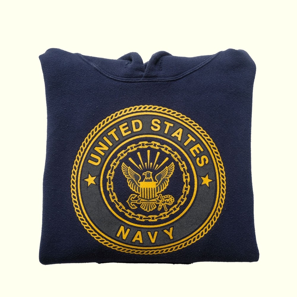 US MILITARY VTG 90s RETRO USA MADE NAVY HOODIE SOFFE SWEATSHIRT REFLECTIVE SZ S