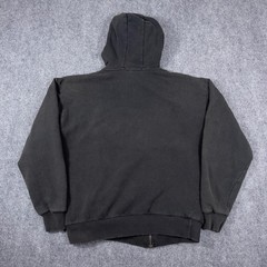 Vintage Dickies Faded Full Zip Hoodie Mens L Black Thermal Lined Waffle Workwear