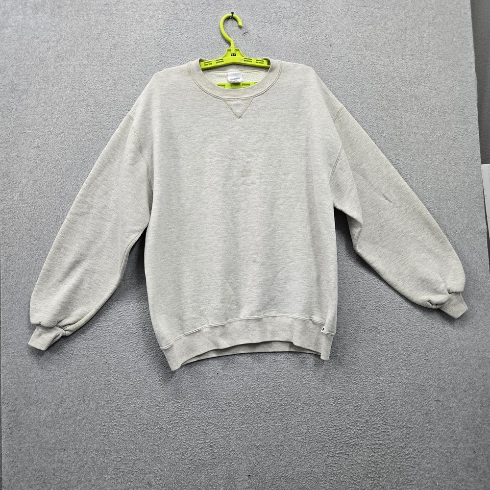 VINTAGE Russell Athletic Men Sweatshirt LT Gray Fleece Logo All Seasons 90s USA