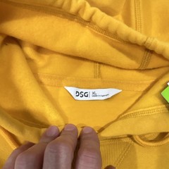 DSG Everyday Men’s Fleece Pullover Hoodie Yellow XL Regular Hooded Pockets
