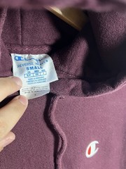 Vintage Champion Reverse Weave Burgundy Pullover Hoodie S Fleece Logo Pockets