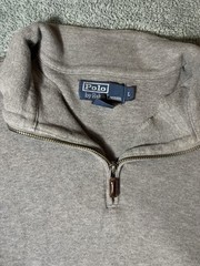 Polo Ralph Lauren Men’s Gray 1/4 Zip Mock Neck Logo Cotton Knit Sweatshirt L