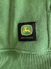 New JOHN DEERE Hoodie Size Large Big Logo Green Yellow Workwear Sweatshirt