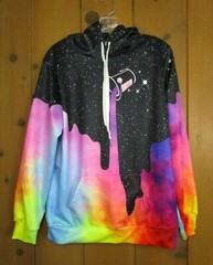 Casual Graphic Print Colorful Galaxy Paint Unisex Sweatshirt Hoodie Size SM
