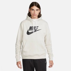 Nike Sportswear Club Fleece Size M Light Bone Graphic Pullover Hoodie BV2973-073