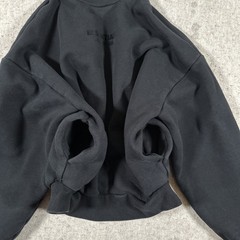Fear Of God Essentials Hoodie All Jet Black Mens XS Front Logo Pullover