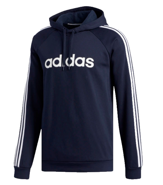 adidas 3 Stripes Essentials Hoodie Mens Small Linear Logo Legend Ink Blue FL4839