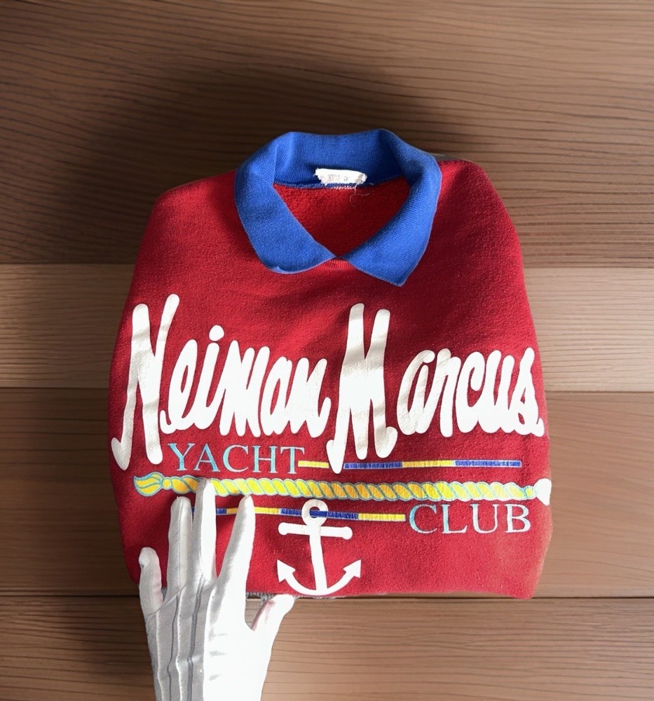 Vintage Rare Neiman Marcus Yacht Club Collared Sweatshirt Red Men’s Size Medium