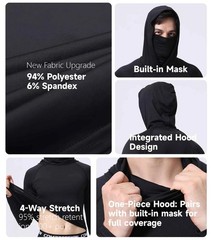 Men Hoodie Long Sleeve T-Shirts, UPF 50+ Sun Protection Hooded