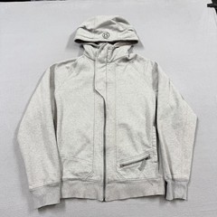 Lululemon Hoodie Mens Medium Gray Fleece Full Zip Pocket Solid Logo Athletic