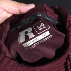 Russell Athletic Mens L Burgundy Ribbed-Texture Training Fit Hoodie Jacket Sport