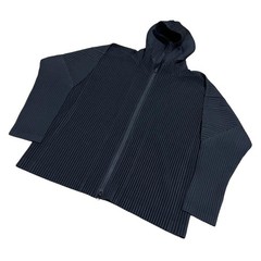 USED HOMME PLISS�_ ISSEY MIYAKE PLEATED HOODIE, BLACK VERYGOOD