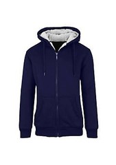 Q-ACTIVE MEN’S MODERN FIT SHERPA LINED FLEECE ZIP-UP HOODIE – SIZE: MEN M – NAVY