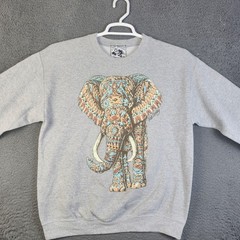 Riot Society Sweatshirt Mens Medium Gray Elephant Graphic Crewneck Made USA