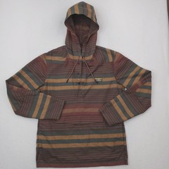 Vintage LL Bean Hoodie Mens Small Multicolor Striped Flannel Wool Blend Pullover
