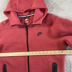 Nike Tech Fleece Hoodie Mens M Red Full Zip Activewear Sweatshirt