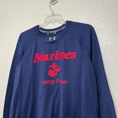 Under Armour Sweatshirt Mens XL Blue USMC Marines Camp Foster Okinawa Japan