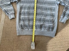 Black Scale Front Zip Hoodie Jacket Grey w/ Black Geometric Pattern All Over XL